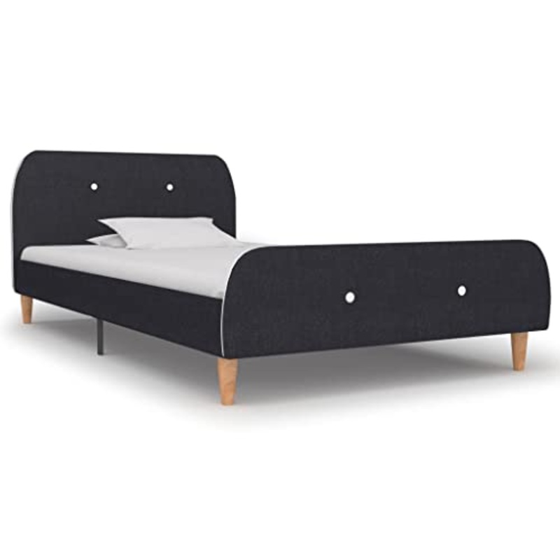 vidaXL Giroletto Imbottito Classico Elegante Telaio Letto Struttura Ferro Verniciato e Legno Gambe in Acciaio Grigio Scuro in Tessuto 90×200 cm