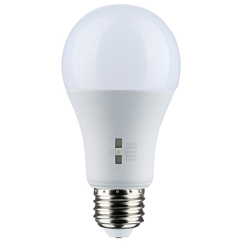 12 Watt A19 LED – Medium Base – CCT Selectable – 120 Volt – White Finish Light Bulb by Satco