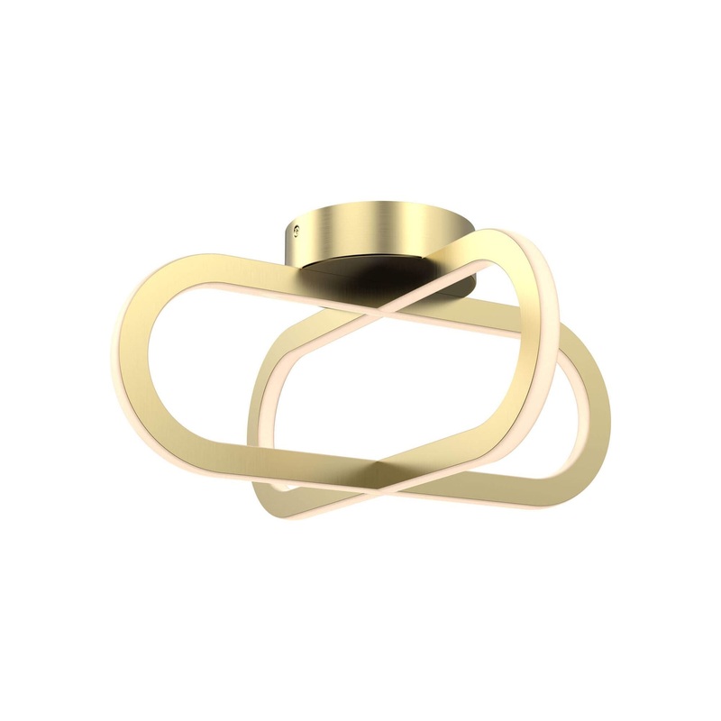 16″ Flush Mount Double Vertical Ring Brushed Brass
