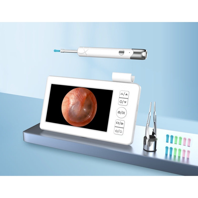 All-in-One Wireless Visual Ear Cleaner Kit with 4.3″ IPS Display Screen(white)
