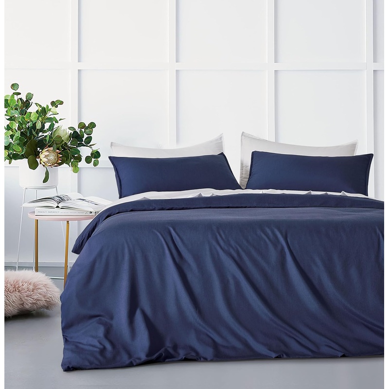 Bamboo Microfibre Quilt Cover Set – Navy – Single