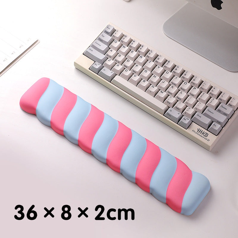 Blue 2PCS Ergonomic Wavy Keyboard Wrist Rest – Comfortable Typing Support Cushion