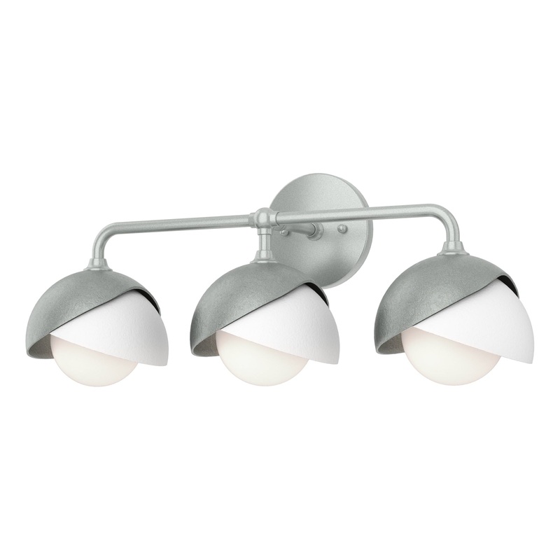 Brooklyn 3-Light Double Shade Bath Sconce Vintage Platinum White