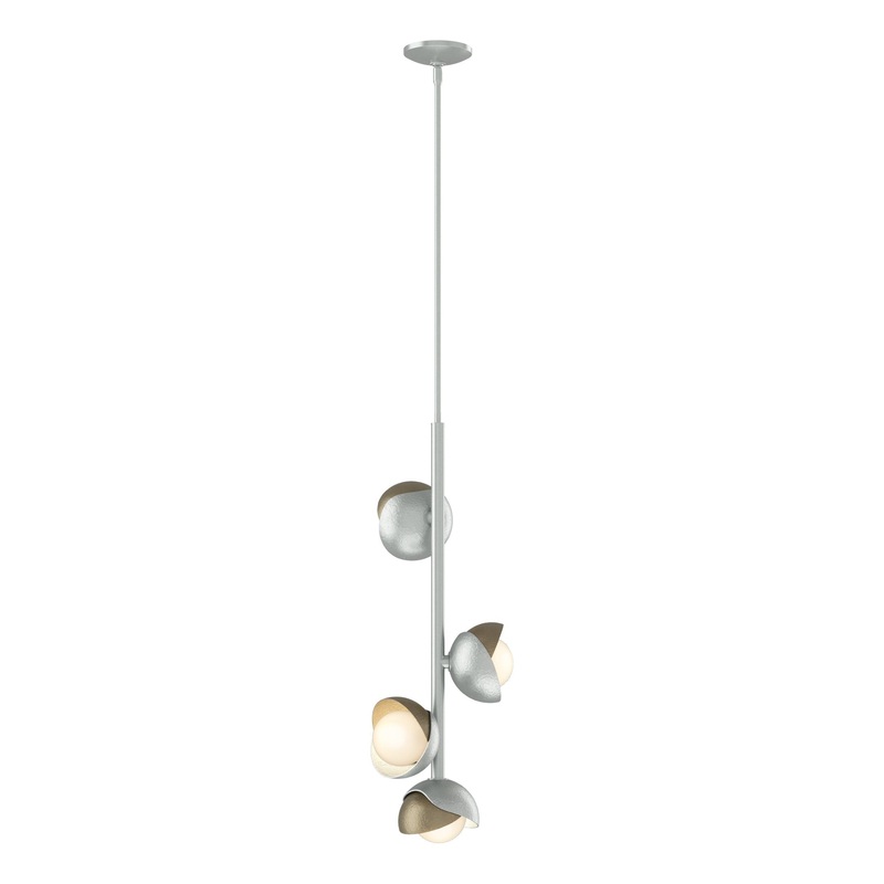 Brooklyn 4-Light Double Shade Vertical Pendant Vintage Platinum Soft Gold