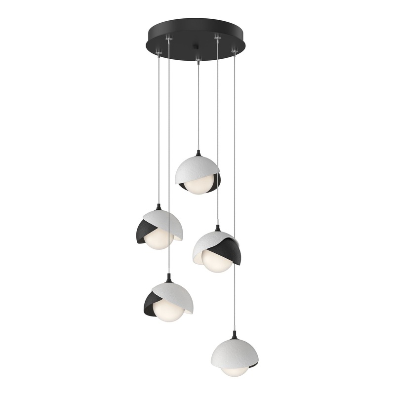 Brooklyn 5-Light Double Shade Pendant Black White