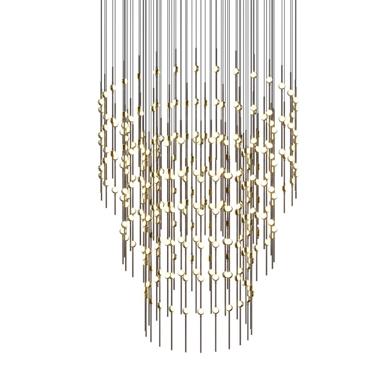Constellation 48″ Centaurus Pyramid LED Pendant Espresso Black with White Optical Acrylic 3000K