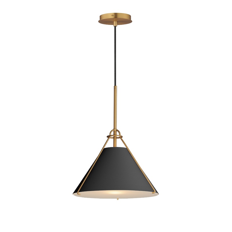 Lucas Single Pendant Black / Natural Aged Brass