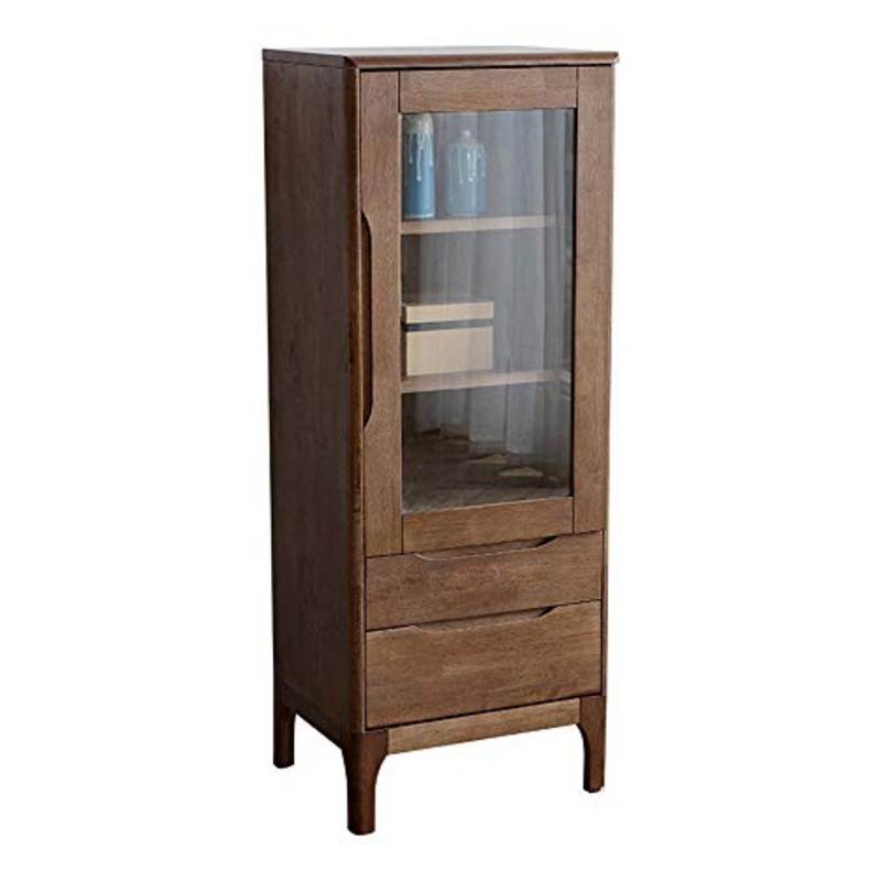 XMSIA Armadio della Credenza della Cucina Torre di stoccaggio del com con 2 cassetti e 1 Armadio, Armadio di stoccaggio Armadio di Stoccaggio in Legno (Color : Coffee, Size : 40x50x131cm)