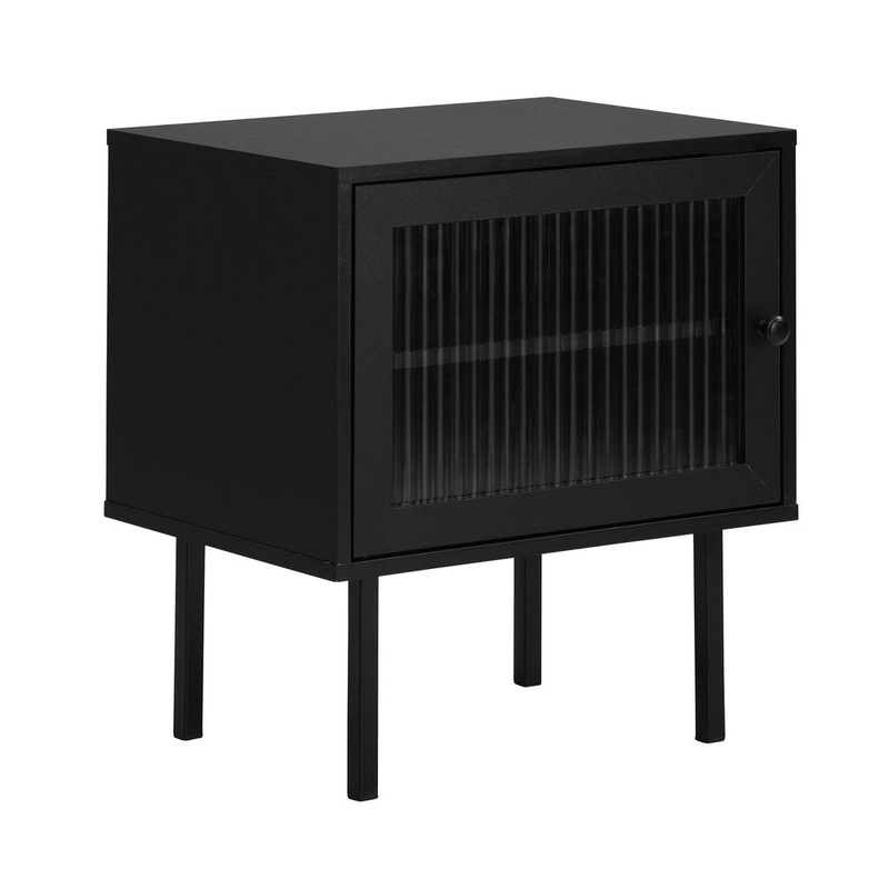 Bedside Tables Storage Cabinet Wood Black