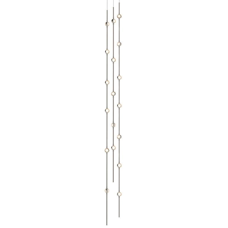 Constellation Andromeda Tall 6″ Round LED Pendant Satin Nickel with Clear Faceted Acrylic 3000K 10′ Adjustable Cord
