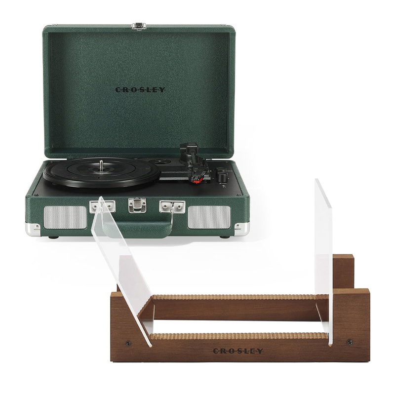 Crosley Cruiser Bluetooth Portable Turntable – Emerald Green + Bundled Crosley Record Storage Display Stand