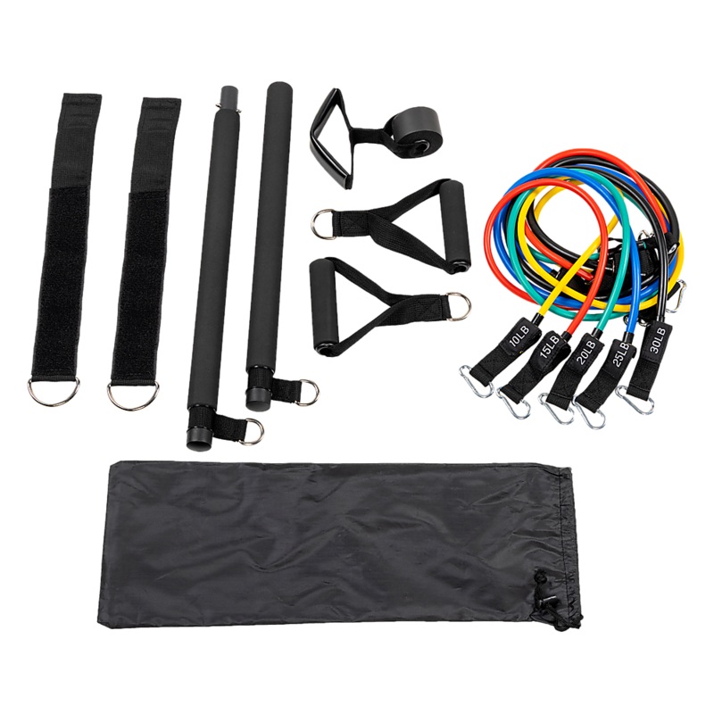 Exercise Pilates Bar Kit Resistance Bands Yoga Fitness Stretch Workout Gym
