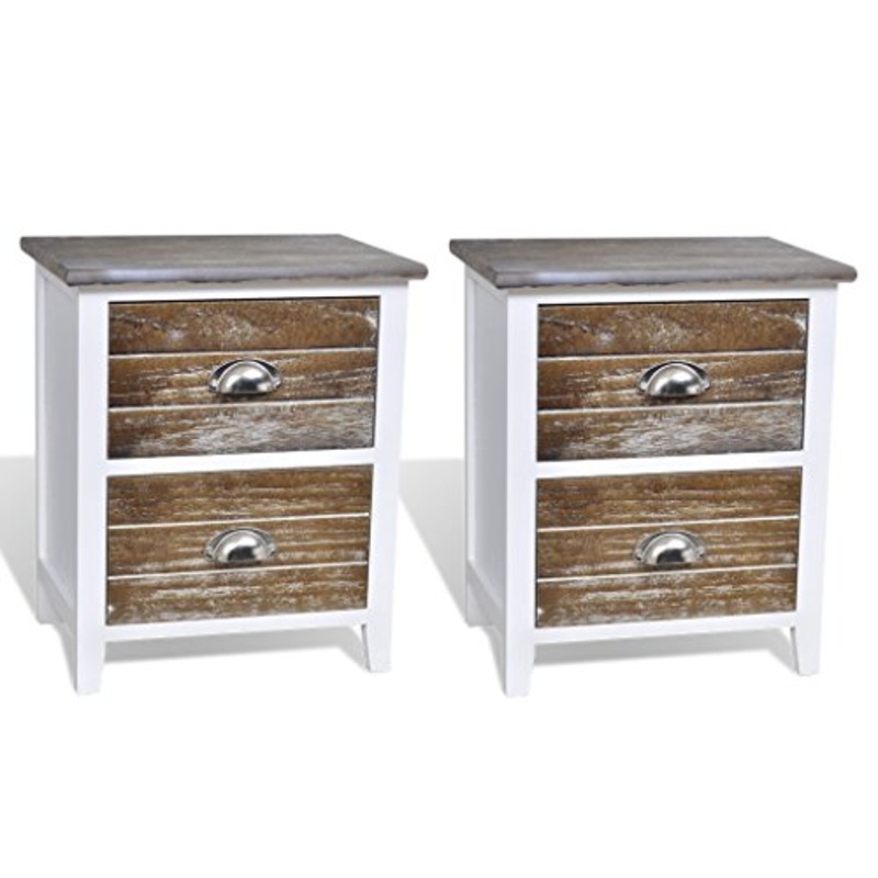 Festnight Set 2 pz Comodino Porta Oggetti,Comodino Porta Telefono,Comodino Camera da Letto,Comodino Sospeso con 2 Cassetti in Legno Moderno 38 x 28 x 45 cm