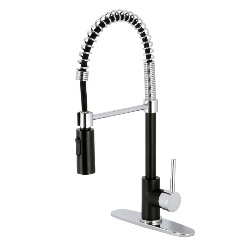 Gourmetier LS8777DL Concord Single-Handle Pre-Rinse Kitchen Faucet, Matte Black/Polished Chrome