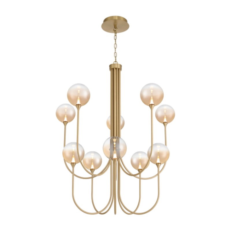 Iissa 10-Light 40″ Chandelier Gold Amber Glass