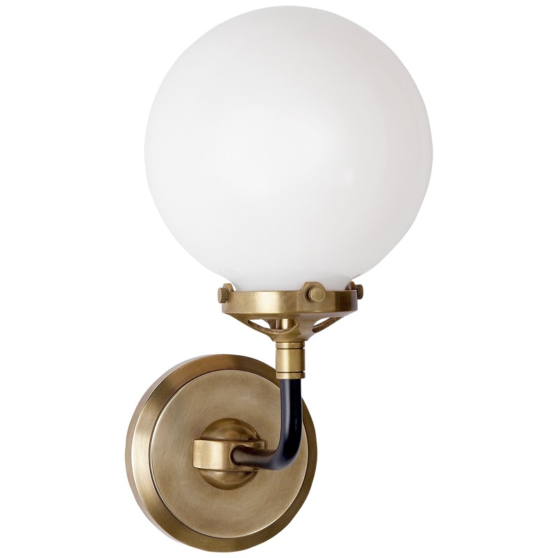 One Light Wall Sconce from the Bistro Collection in Hand-Rubbed Antique Brass And Black Finish by Visual Comfort Signature