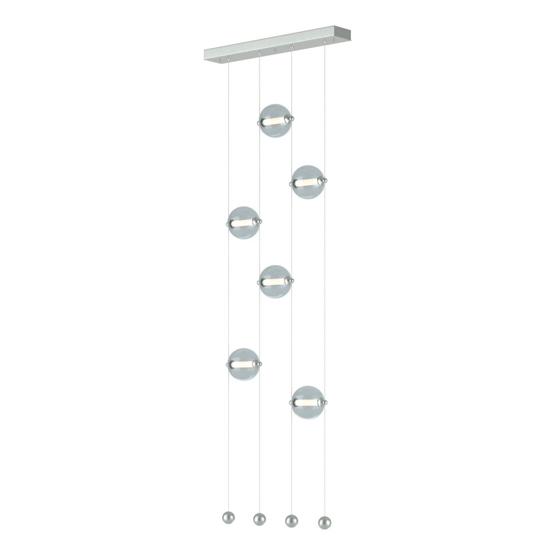 Abacus 6-Light Ceiling-to-Floor LED Pendant Vintage Platinum Cool Grey Glass (YL)
