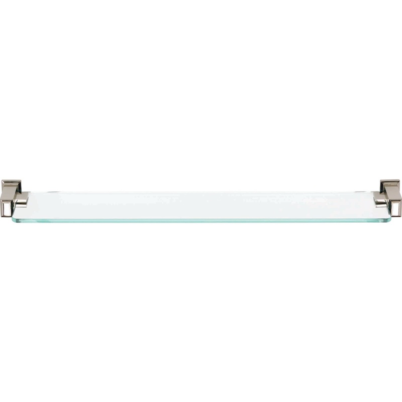 Atlas Homewares Sutton Place Bath Glass Shelf 24 Inches Polished Nickel