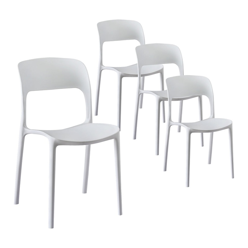 Gardeon 4PC Outdoor Dining Chairs Stackable PP Patio Chair Garden Furniture White