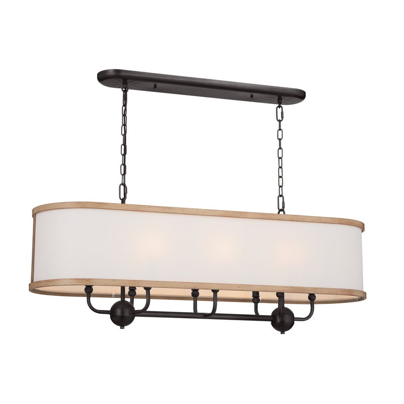 Kichler 52467AVI Eight Light Linear Chandelier, Anvil Iron