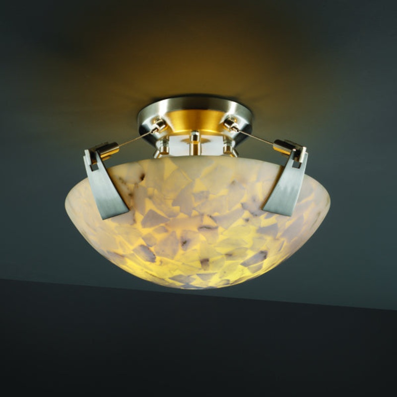 LED Semi-Flush Mount from the Alabaster Rocks! Collection in Brushed Nickel Finish by Justice Designs