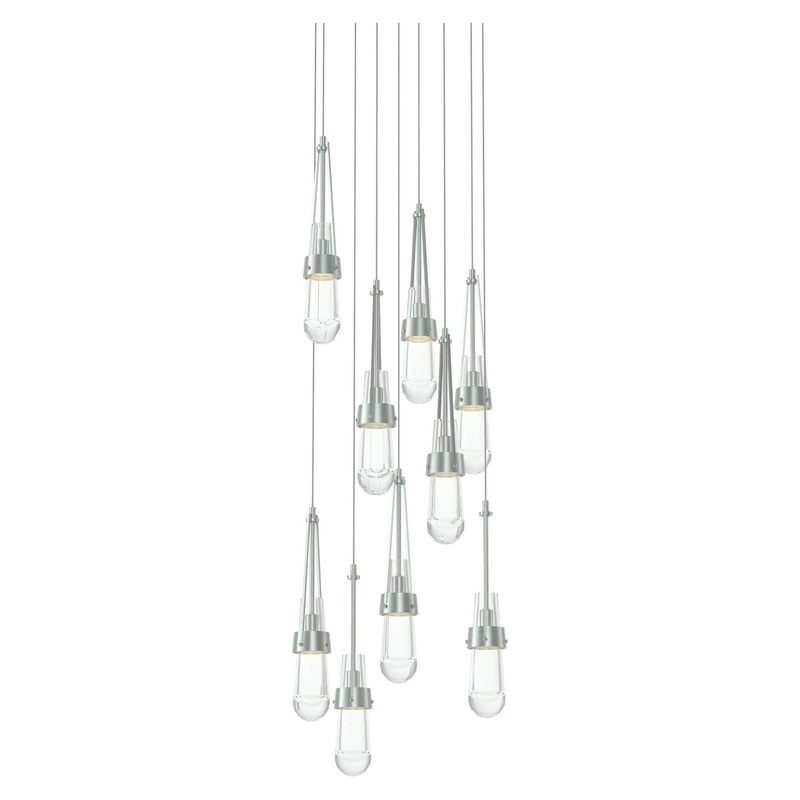 Link 9-Light Clear Glass Pendant Vintage Platinum