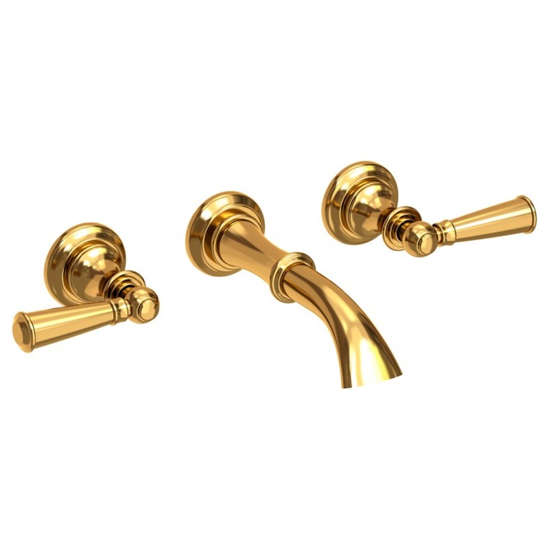 Sutton Two Handle Wall-Mount Bathroom Faucet with Lever Handles – Aged Brass