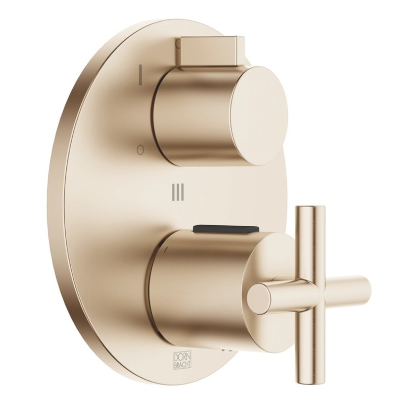 Thermostatic Trim TARA Concealed with 3 Way Volume Control 2 Cross/Knob Brushed Champagne ADA