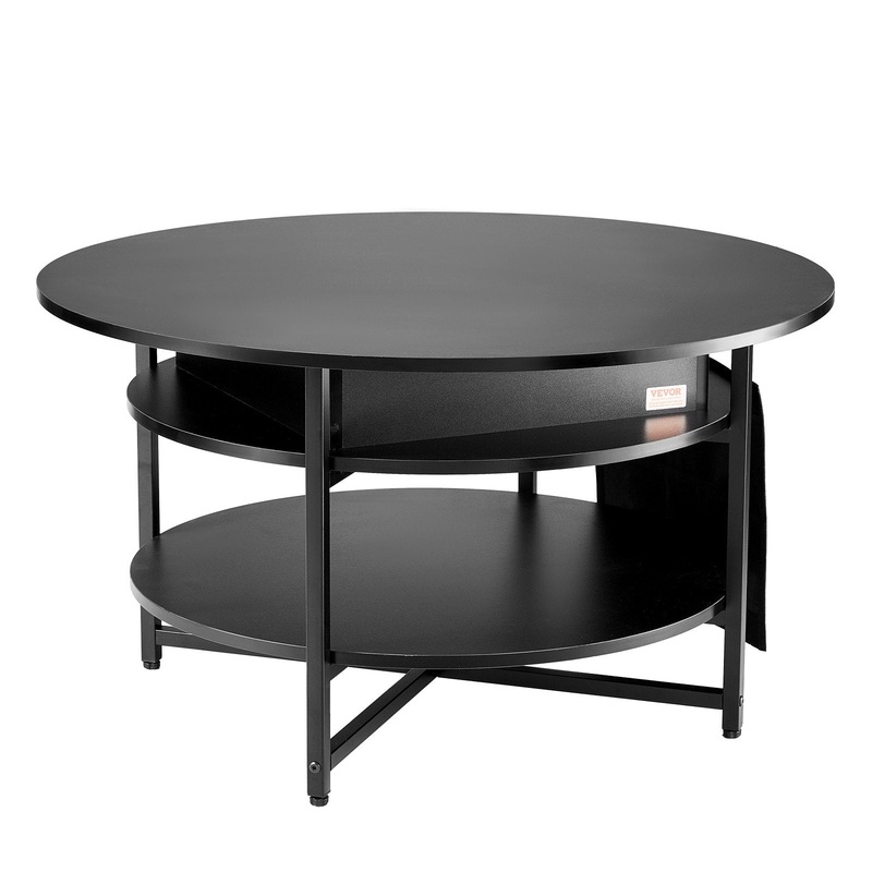 VEVOR Lift Top Coffee Table 35.3″ Round Coffee Table for Living Room Black