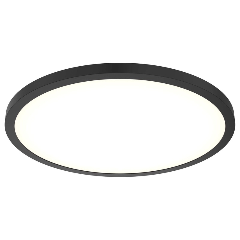 24″ Round Indoor/Outdoor LED Flush Mount Black 120V | Triac Dimming