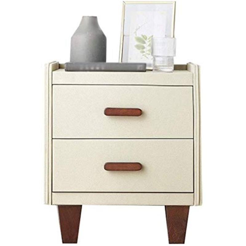 Classificatori Comodini Comodini Piedi in Legno massello Pelle Artificiale 2 cassetti Tavolino da Camera da Letto di Grande capacit (Colore: A, Dimensioni: 40X40X47)