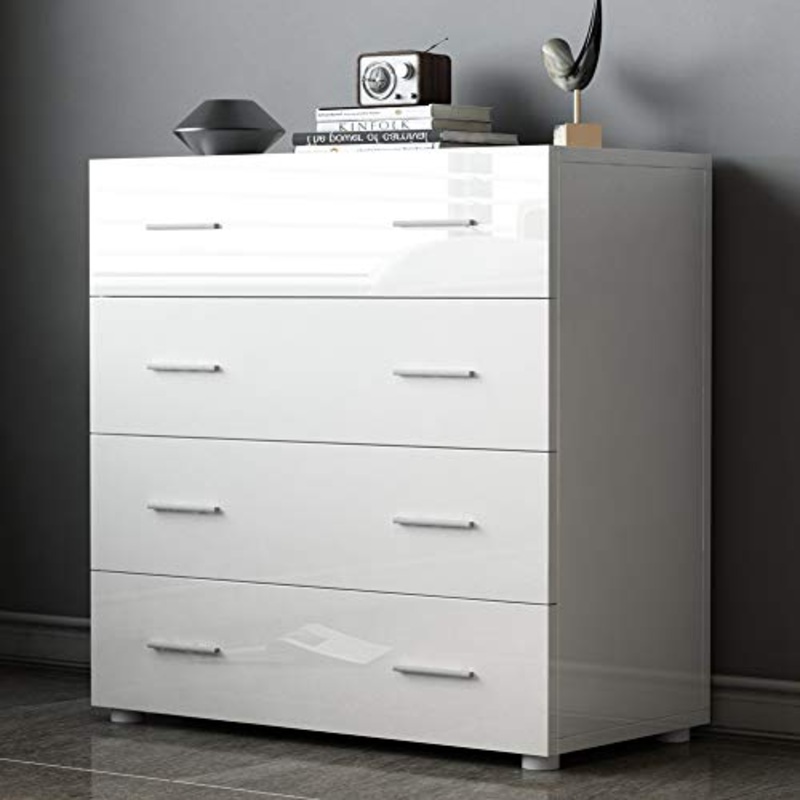 Comodino Cassaforte e stabile di grande capacit Design moderno Pannello truciolare Cassettiera a 4 cassetti Robusta caffetteria per hotel da ufficio(white)