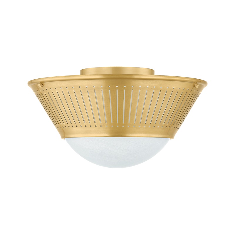 Elsmere 1-Light Flush Mount Aged Brass