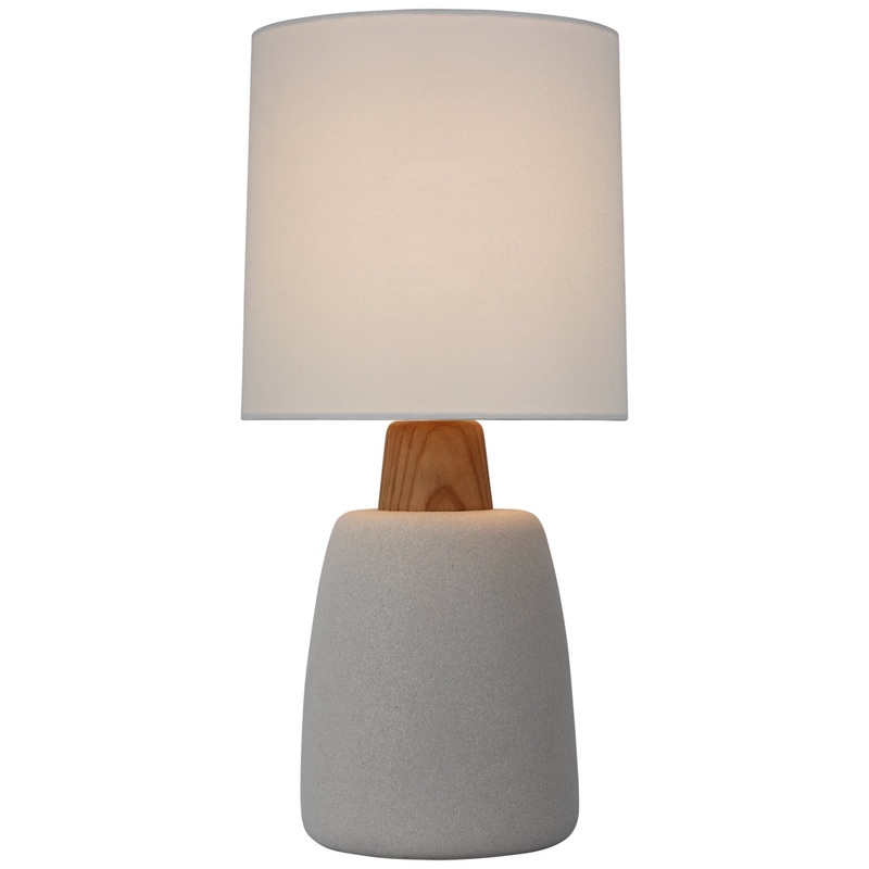LED Table Lamp from the Aida Collection in Porous White and Natural Oak Finish by Visual Comfort Signature