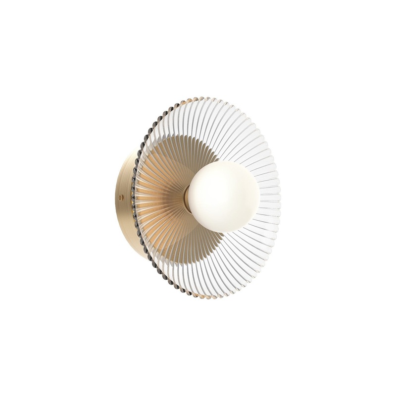 LED Wall Sconce from the Hera Collection in Brushed Gold/Clear Ribbed Glass|Matte Black/Clear Ribbed Glass Finish by Alora