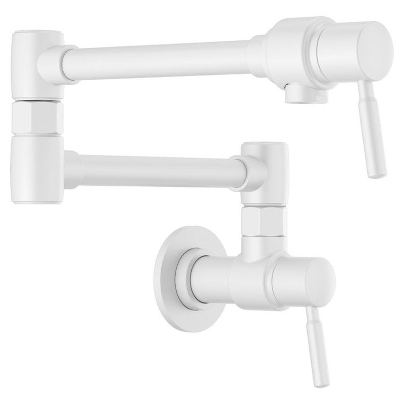 Pot Filler Jason Wu Wall Mount 2 Lever ADA Matte White 1 Hole 4.0 Gallons per Minute