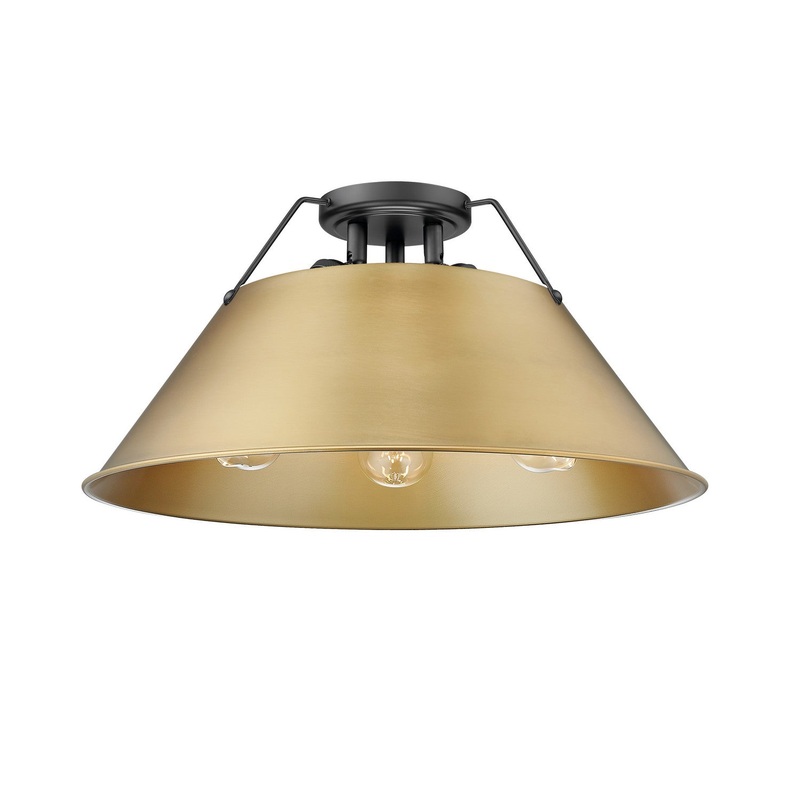 Three Light Flush Mount from the Orwell Collection in Matte Black Finish by Golden