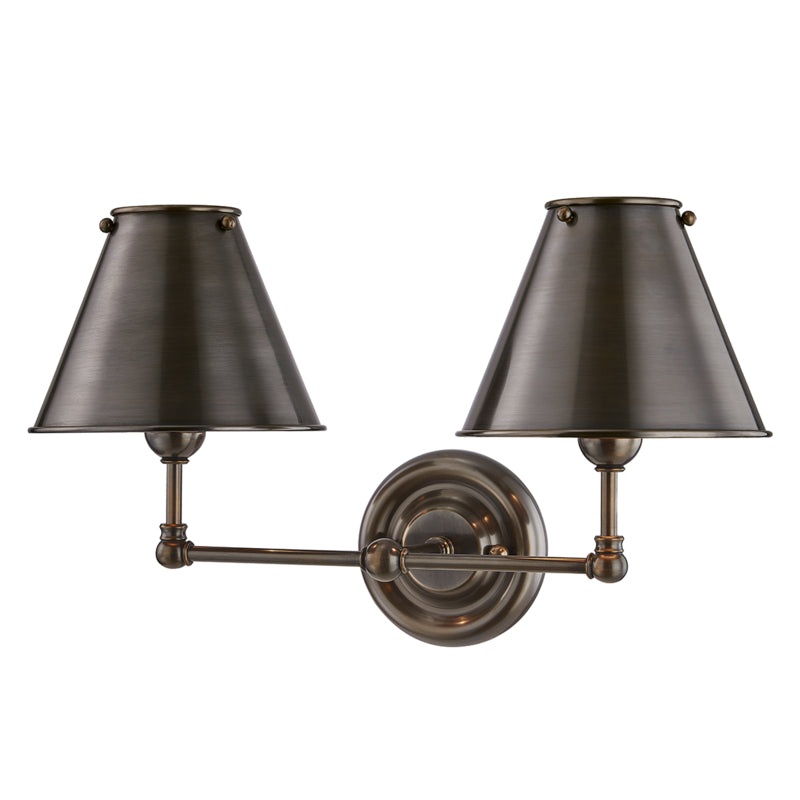 Two Light Wall Sconce from the Classic No.1 Collection in Distressed Bronze Finish by Hudson Valley