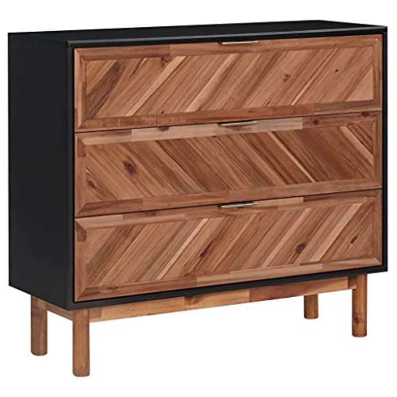 vidaXL Legno Massello di Acacia Credenza Arredamento Dispensa Scaffalatura Buffet Madia Armadietto Mobiletto Mobile 90×33,5×80 cm in MDF