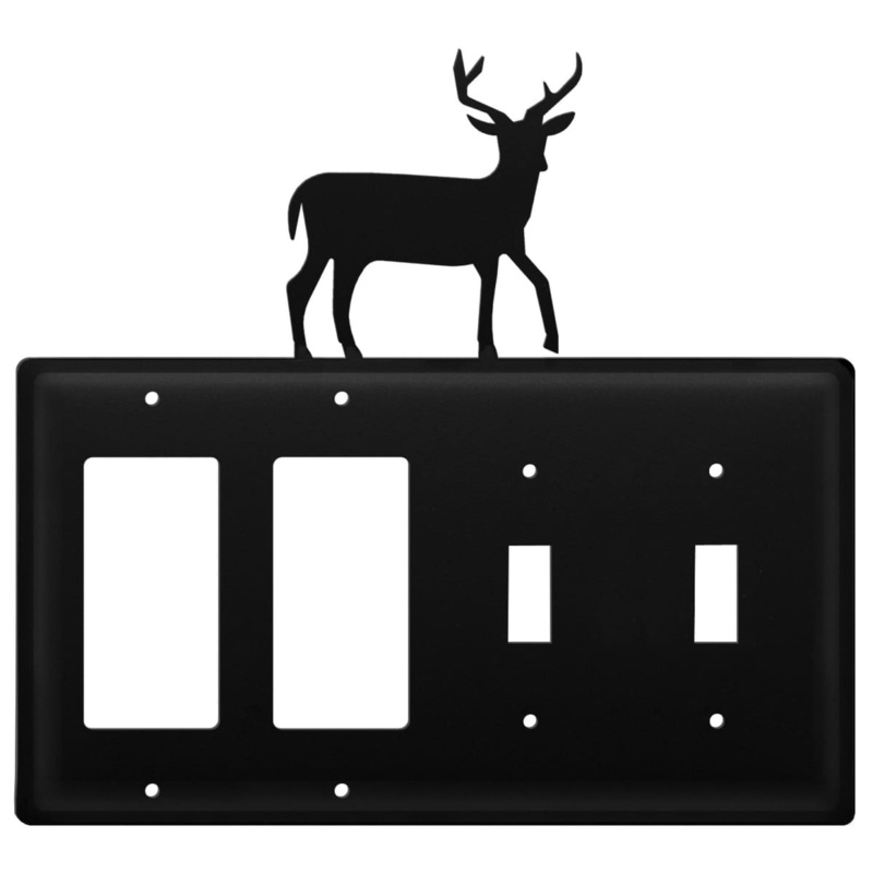 Village Wrought Iron EGGSS-3 Quad Deer Double GFI and Double Switch Cover CUSTOM Product