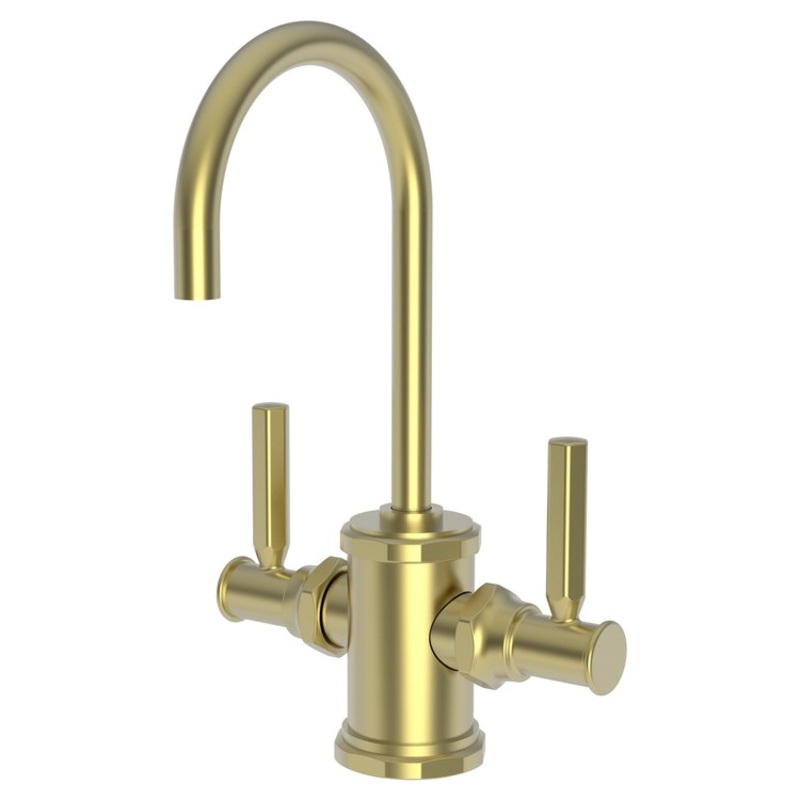Water Dispenser Heaney Hot and Cold 2 Lever Gooseneck Satin Brass PVD