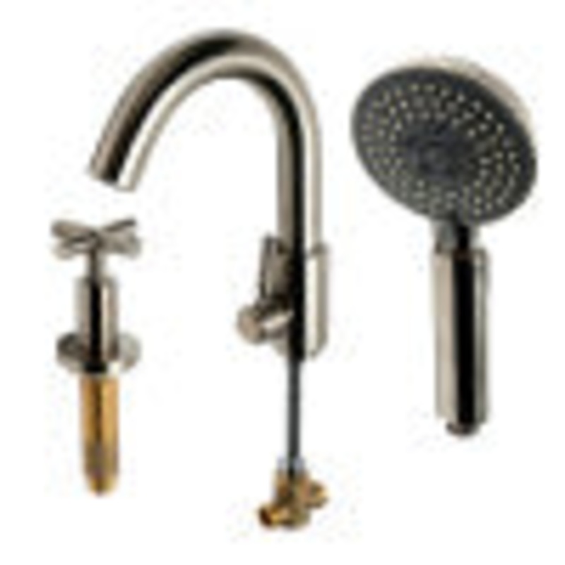 ALFI brand AB2503-BN Brushed Nickel Deck Mounted Tub Filler with Hand Held Showerhead