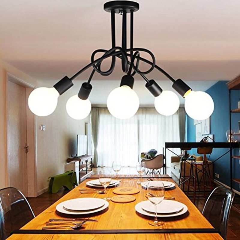 Edison Lampadario Antico Lampadario fai da te 5 Teste di Metallo Ferro Lampade D’epoca Industriale Lampada a Soffitto Luce del Pendente Fixture E27 Retro Industriale Dining Camera Hotel Illuminazione