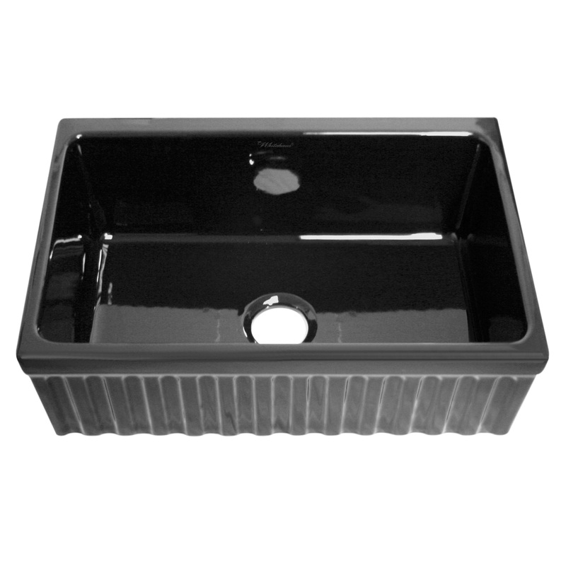 Farmhaus Fireclay Quatro Alcove Reversible Sink with a Fluted Front Apron and Decorative 2 1/2″ Lip on One Side and 2″ Lip on the Opposite Side