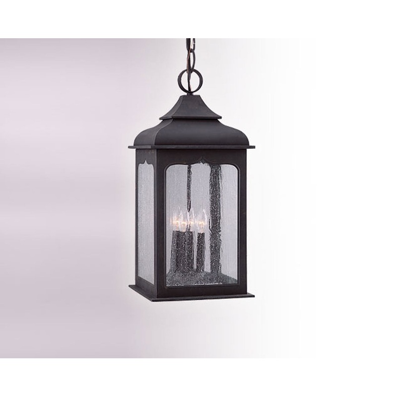 Four Light Hanging Lantern from the Henry Street Collection in Colonial Iron Finish by Troy Lighting