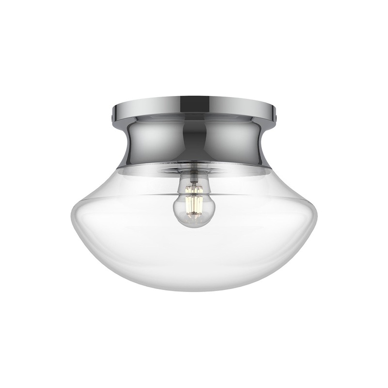 One Light Flush Mount from the Marcel Collection in Aged Gold|Chrome|Matte Black Finish by Alora