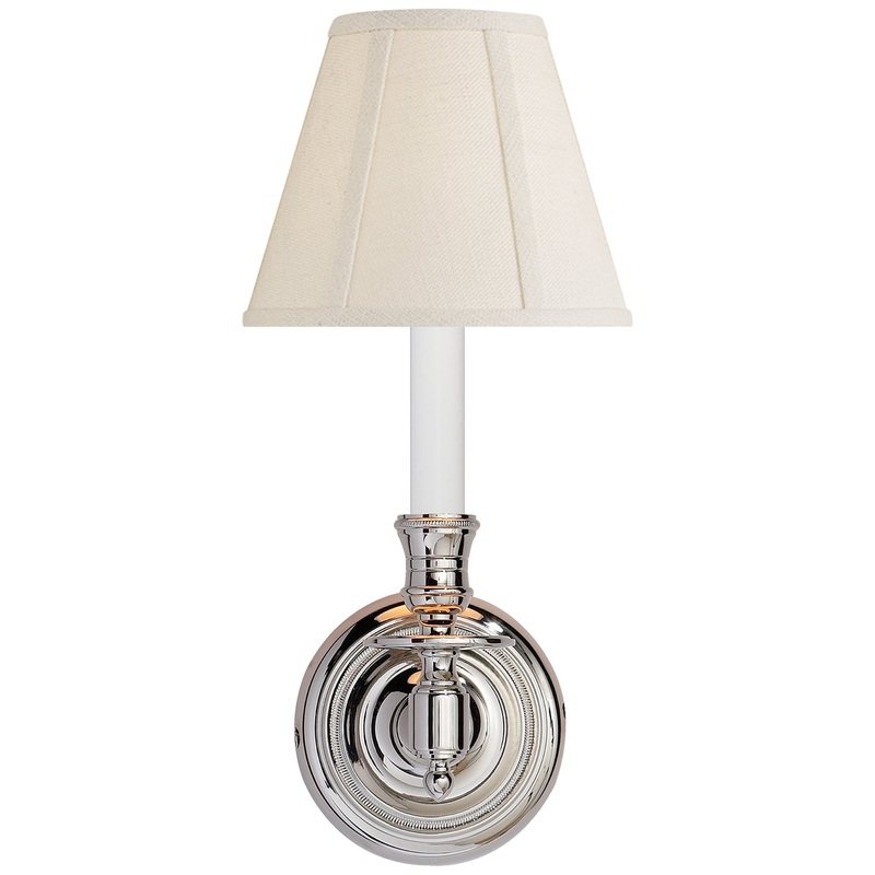 One Light Wall Sconce from the French Library2 Collection in Polished Nickel Finish by Visual Comfort Signature