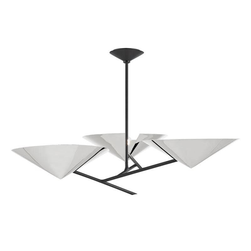 Three Light Chandelier from the Equilibrium Collection in Polished Nickel/Black Finish by Hudson Valley