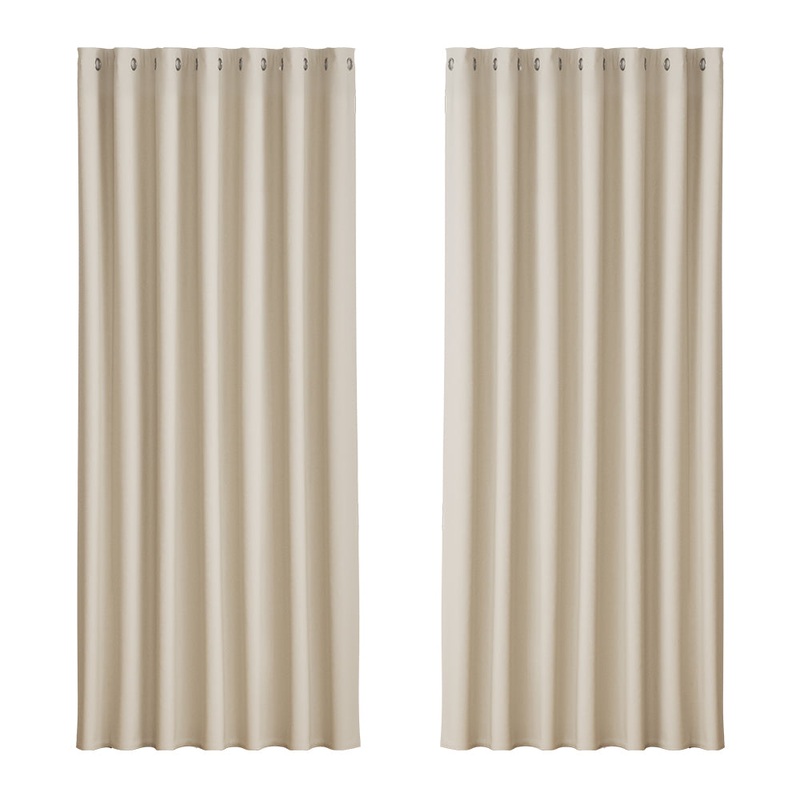 Artiss 2X Blockout Curtains Eyelet 240x230cm Beige