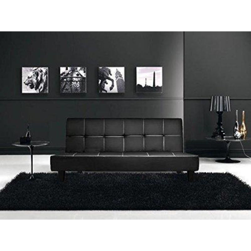 Bagno Italia Divano Letto reclinabile 180x97x36 in Ecopelle Nero 3 posti con Sistema antiribaltamento Modello Federica I